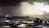 Martin Johnson Heade Famous Paintings - Hazy Sunrise at Sea